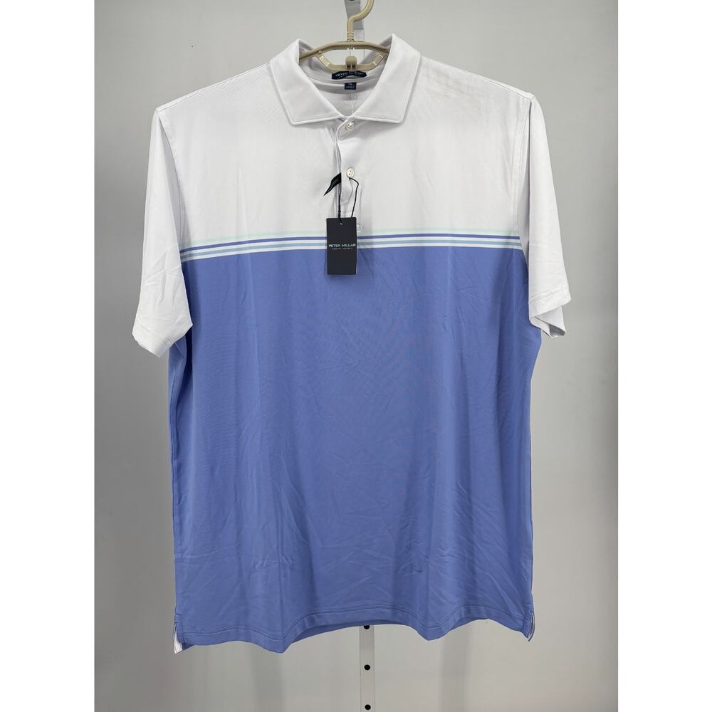 Peter Millar Crown Crafted White Holland Performance Jersey Polo Shirt Mens XL